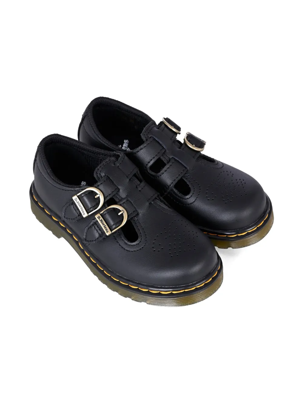 

8065 кожаные мокасины с пряжкой и ремешком Dr. Martens Kids, черный