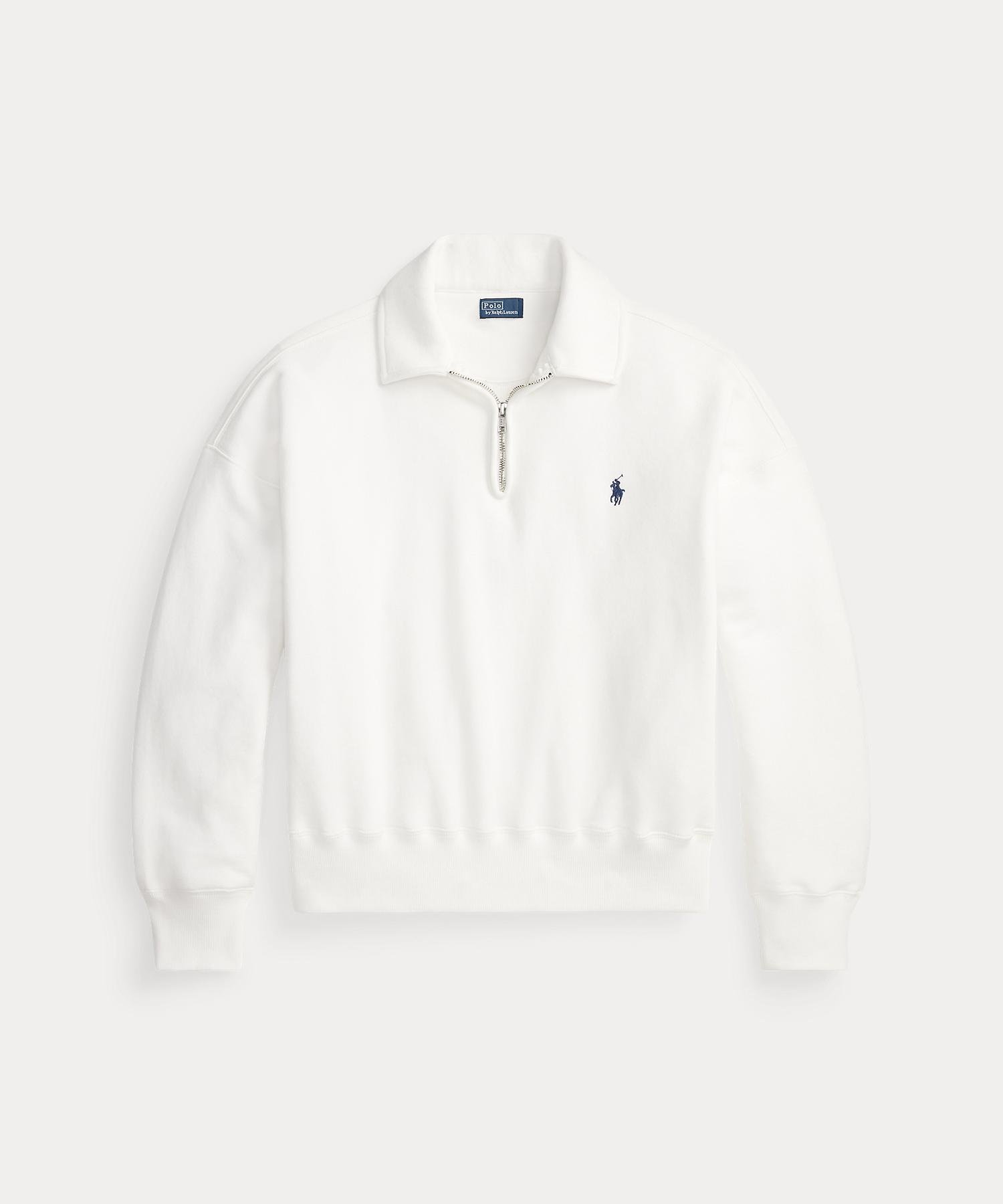 Легкая флисовая кофта с молнией до середины груди Polo Ralph Lauren, 100 White — фото 2