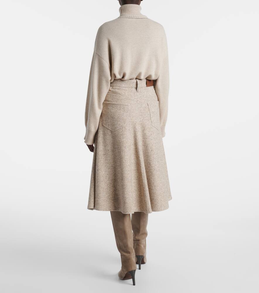 Юбка миди из шерсти и шелка Monili Brunello Cucinelli, Beige Freddo/Panama — фото 3