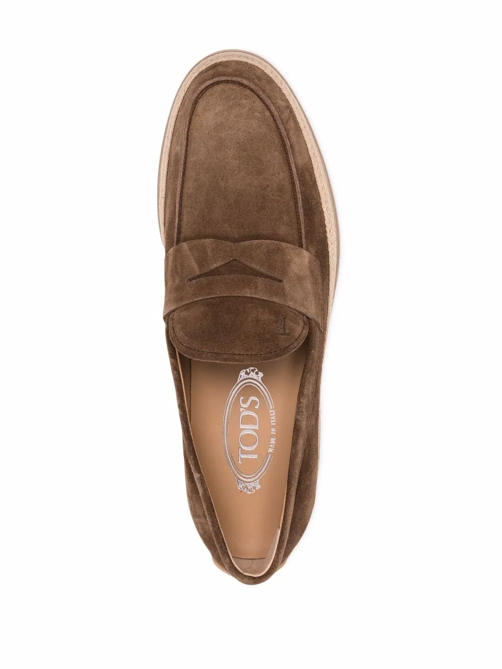 Пенни-лоферы с плетеными вставками TOD'S, коричневый — фото 4