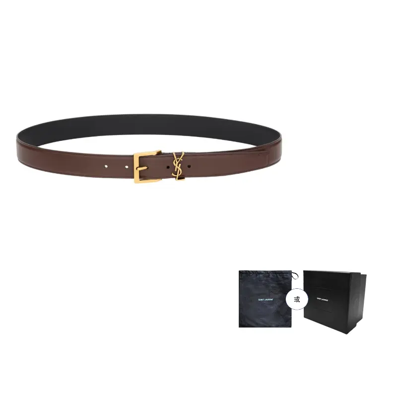 

Saint Laurent Женский кожаный ремень карамельно-шоколадного цвета, ширина 3 см