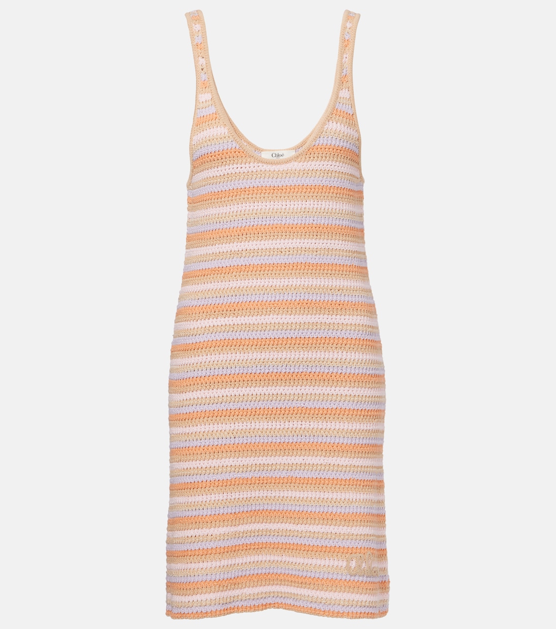 

Вязаное хлопковое мини-платье Chloé, Multicolor Orange