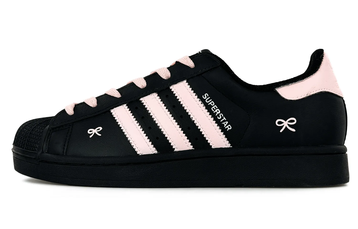 Adidas Originals Superstar 2 Leather Abrasion Resistant низкие детские скейтбординг кроссовки Black Pink — фото 3