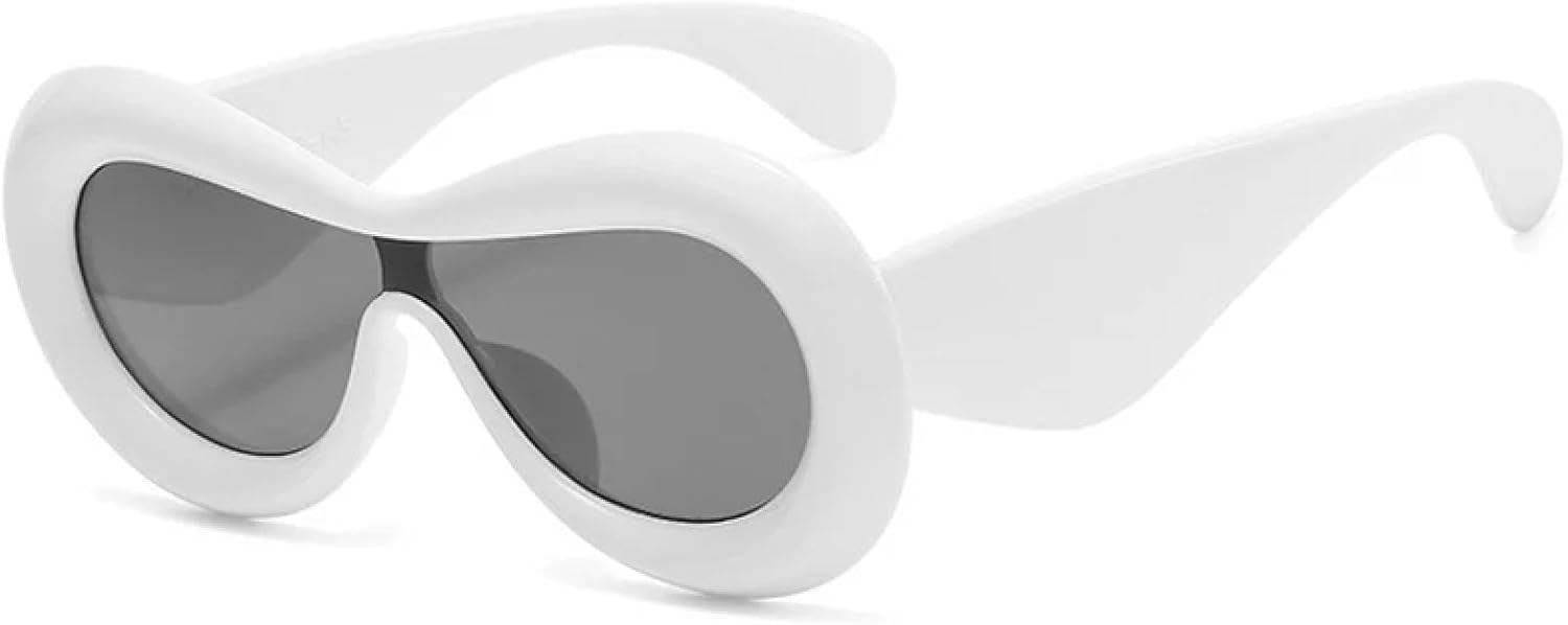 

Солнцезащитные очки конфетных цветов для женщин и мужчин, роскошные модные очки для вечеринок, необычные солнцезащитные очки с защитой от УФ-излучения UV400 TKKTLLT, White Gray