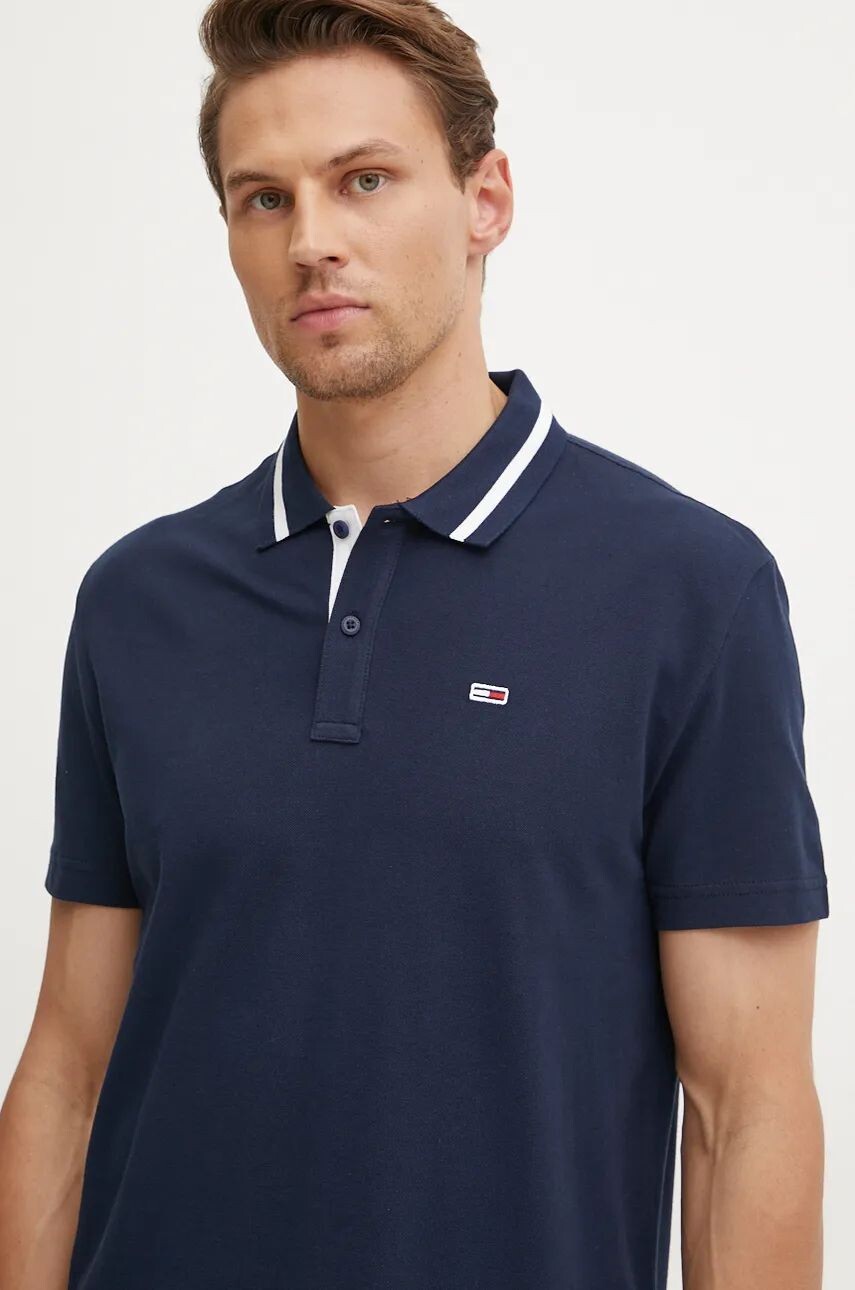 

Рубашка-поло Tommy Jeans из хлопка, темно-синий