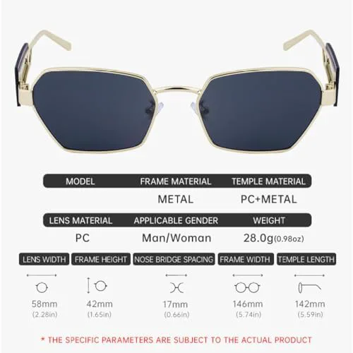 

Модные солнцезащитные очки с многоугольной оправой для женщин (2027 год), стильные солнцезащитные очки с узкой геометрической оправой для мужчин MTZJH, C1goldgray