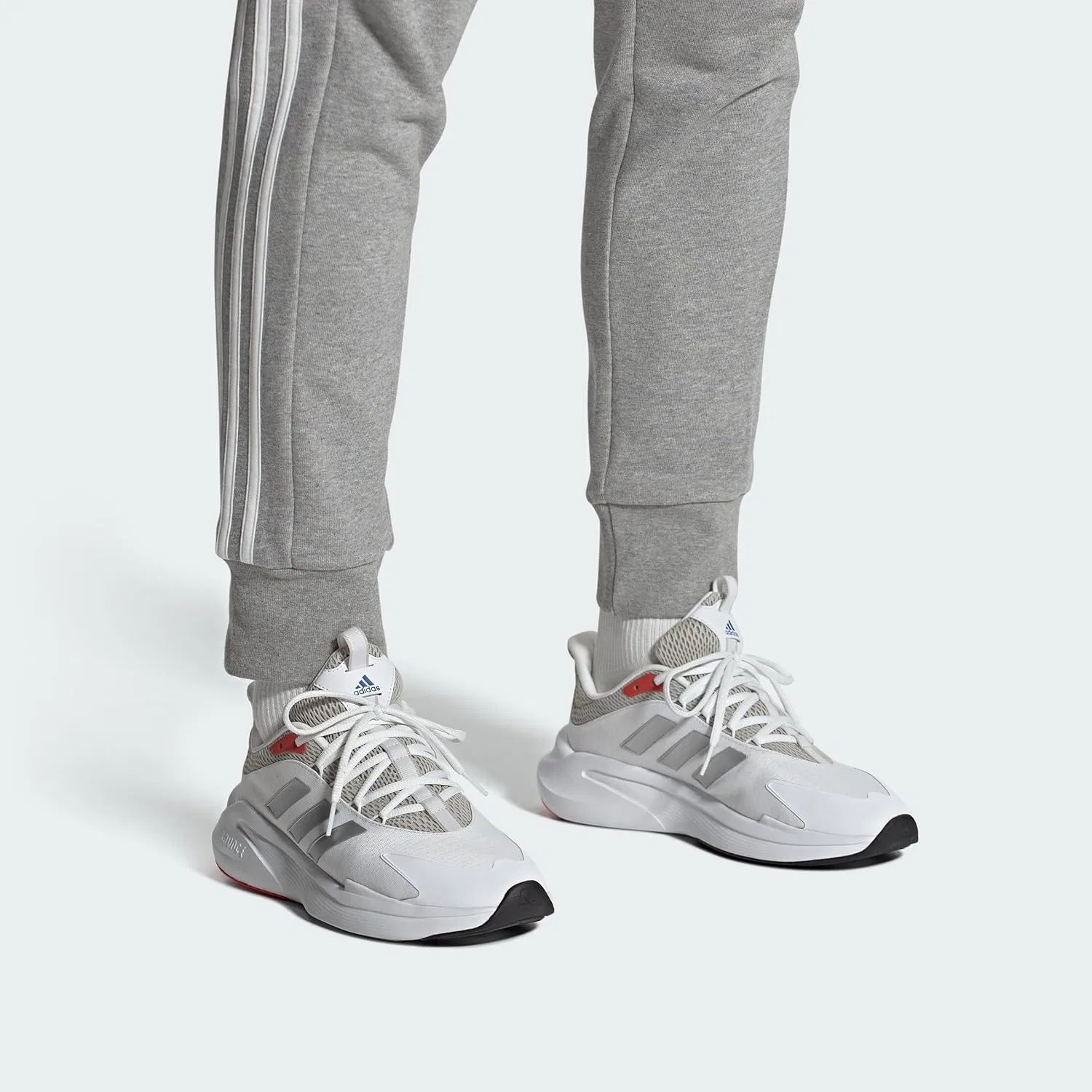 Мужские кроссовки Adidas Alphaedge + для бега, White Silver Metallic Bright Red — фото 2
