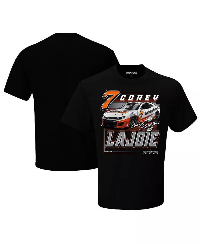 

Мужская черная футболка с изображением автомобиля Corey La Joie Schluter Systems Car Checkered Flag Sports