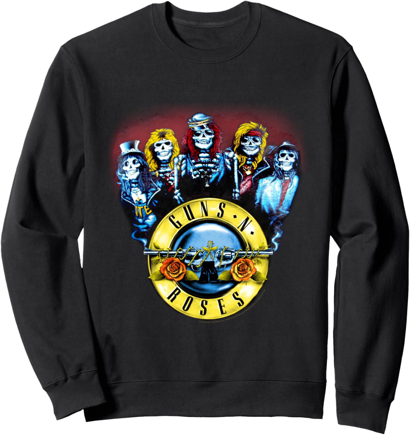 

Официальная толстовка Guns N' Roses с изображением скелета и пули, черная, Черный, Официальная толстовка Guns N' Roses с изображением скелета и пули, черная