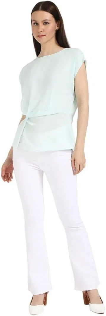 Блуза с баской из шифона Calvin Klein, Moonlight Jade — фото 4