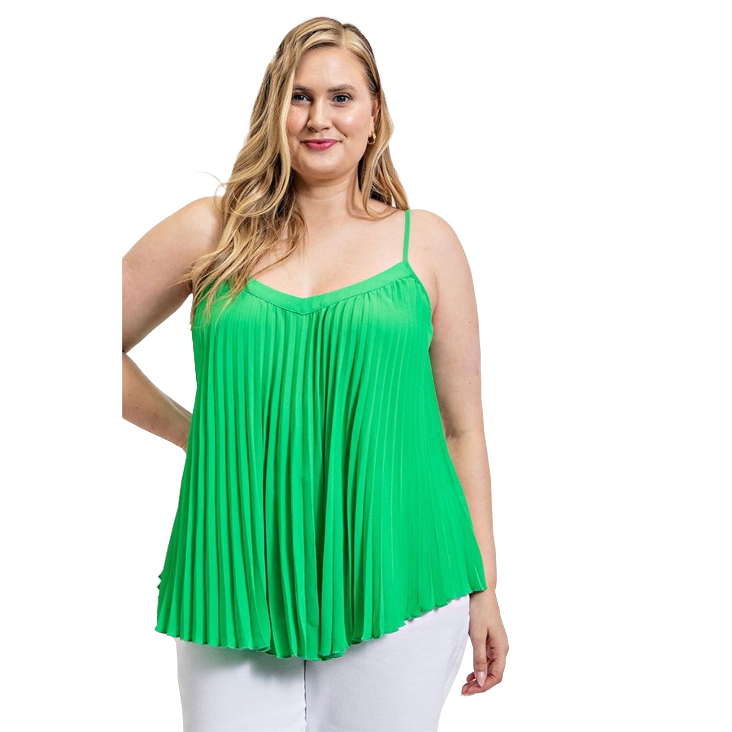 

Плиссированная майка с регулируемым ремешком FASHNZFAB, цвет apple green