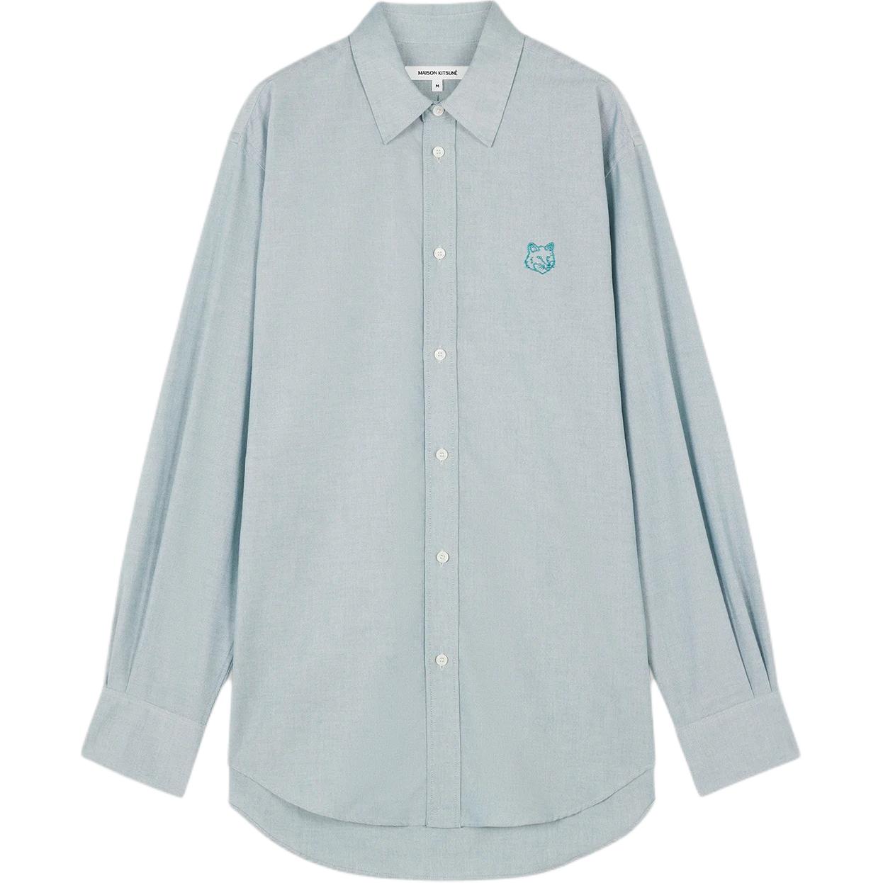 

Рубашка Cotton с вышивкой лисой головой Contour от Maison Kitsuné Maison Kitsune, Cyan