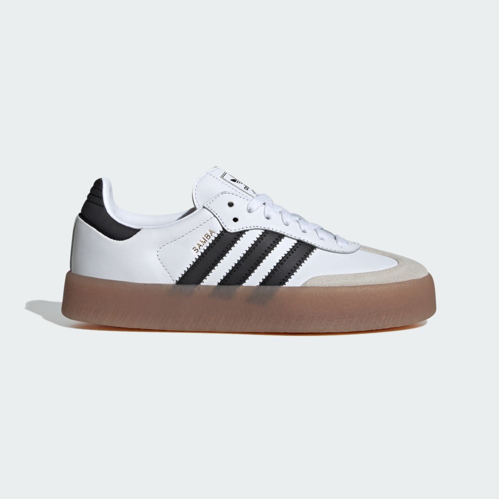 Кроссовки на платформе Adidas Sambae Shoes, цвет Cloud White/Core Black/Gold Metallic