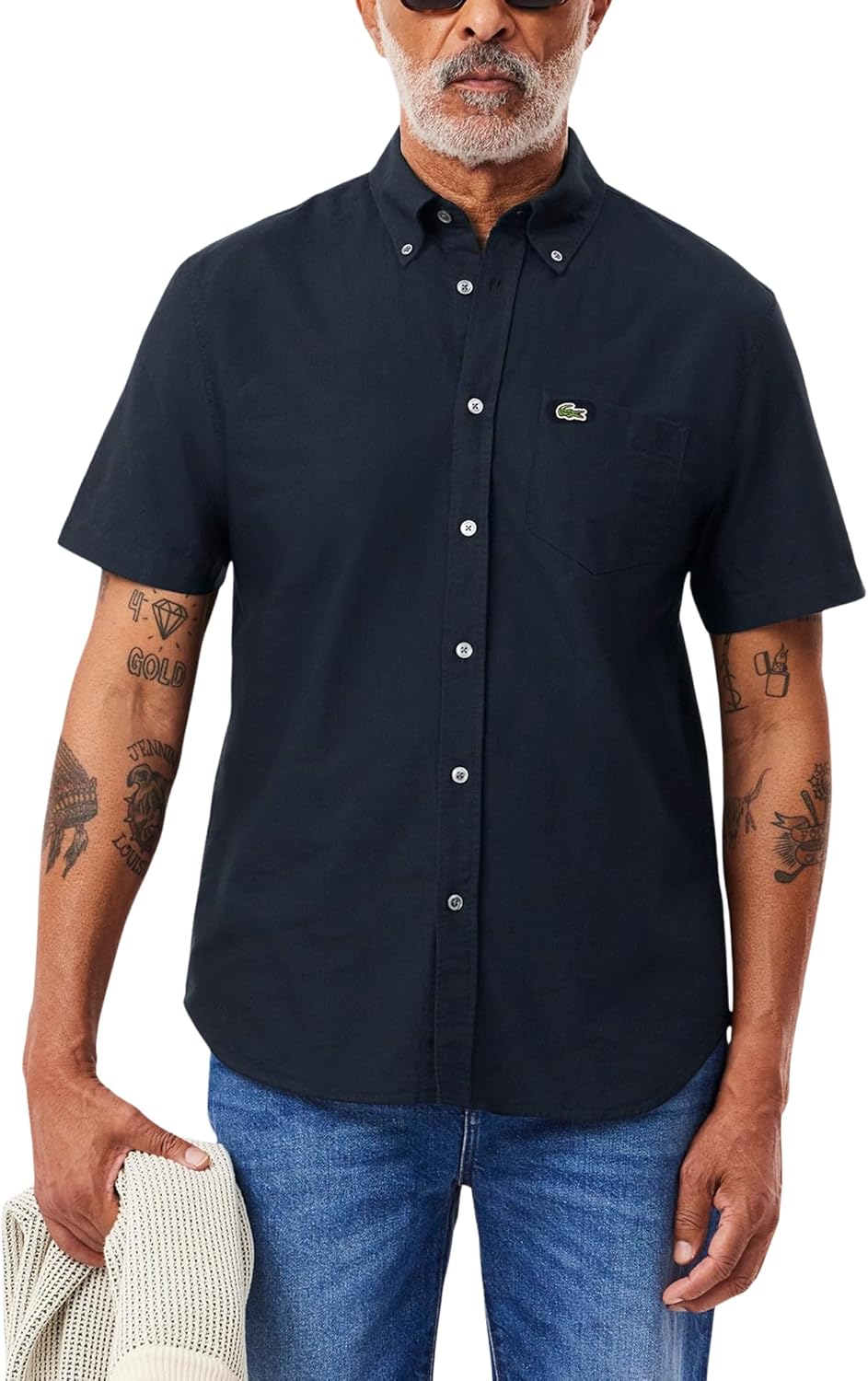 

Мужская рубашка Lacoste из основной коллекции, стандартного кроя, с коротким рукавом, однотонная., Abysm/Abysm