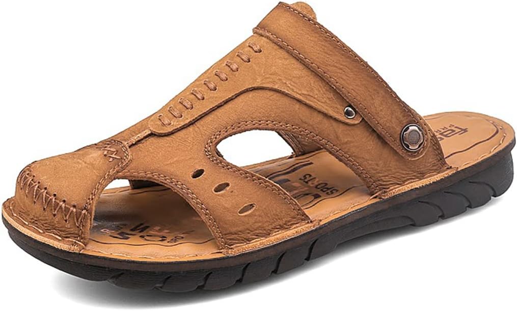 

Мужские повседневные кожаные сандалии для улицы, вождения и ходьбы, спортивная обувь, удобная, дышащая, пляжная обувь Generic, светло-коричневый