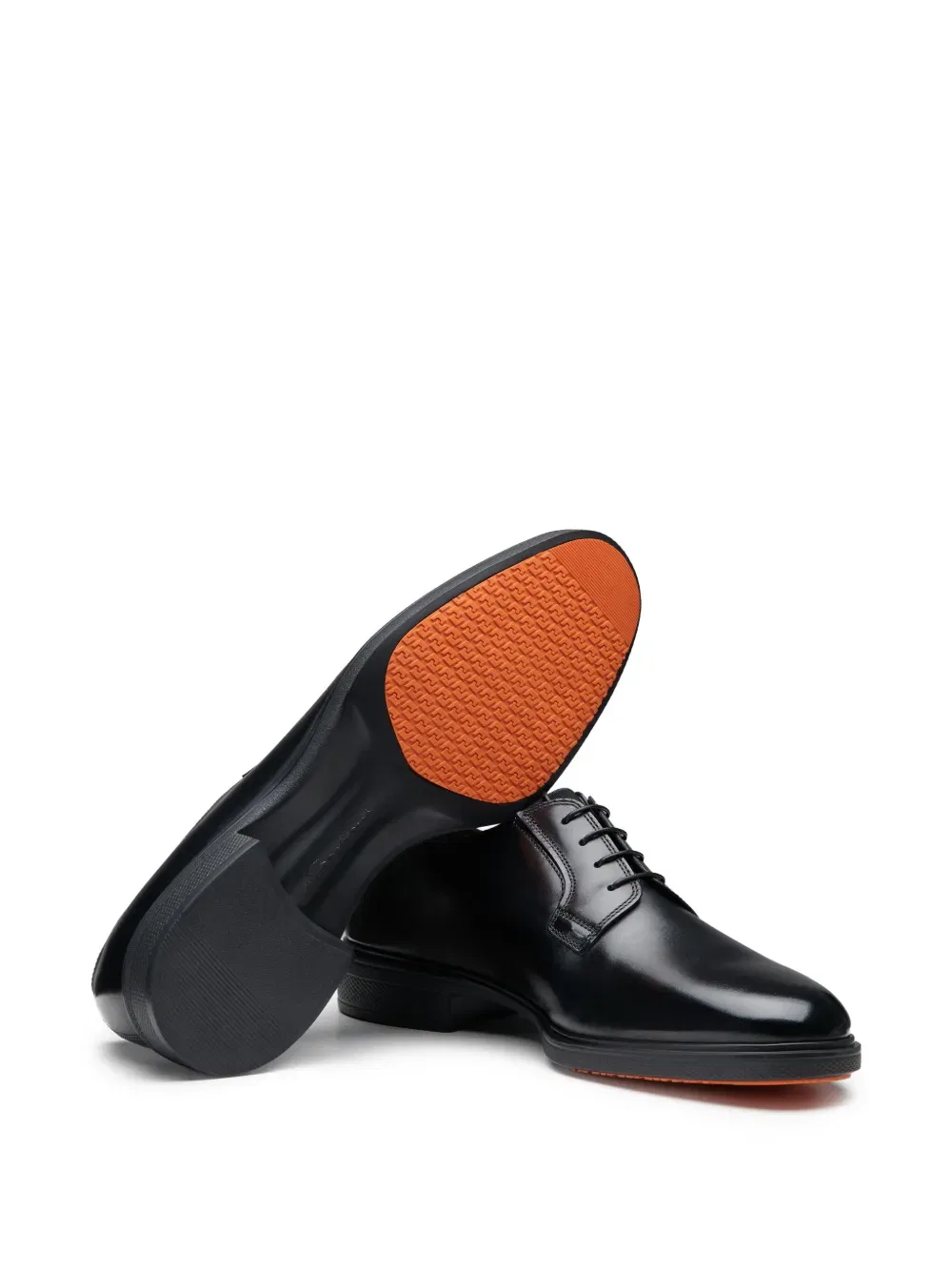 Удобные кожаные туфли-дерби на шнуровке Santoni, черный — фото 3