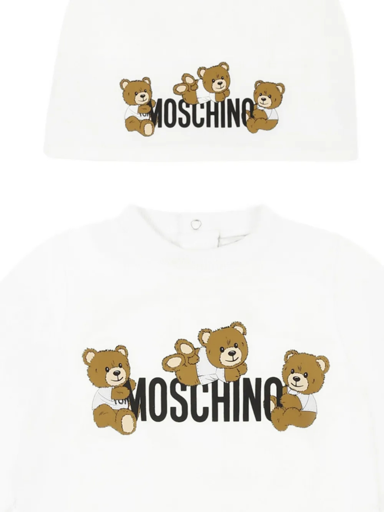 Детский комплект Moschino Kids с рисунком медведя, белый — фото 3