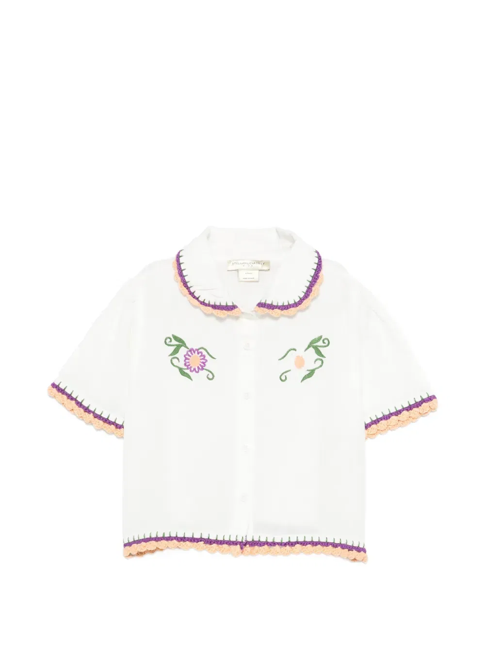Топ с воротником питер пэн и вышивкой Stella Mccartney Kids, белый