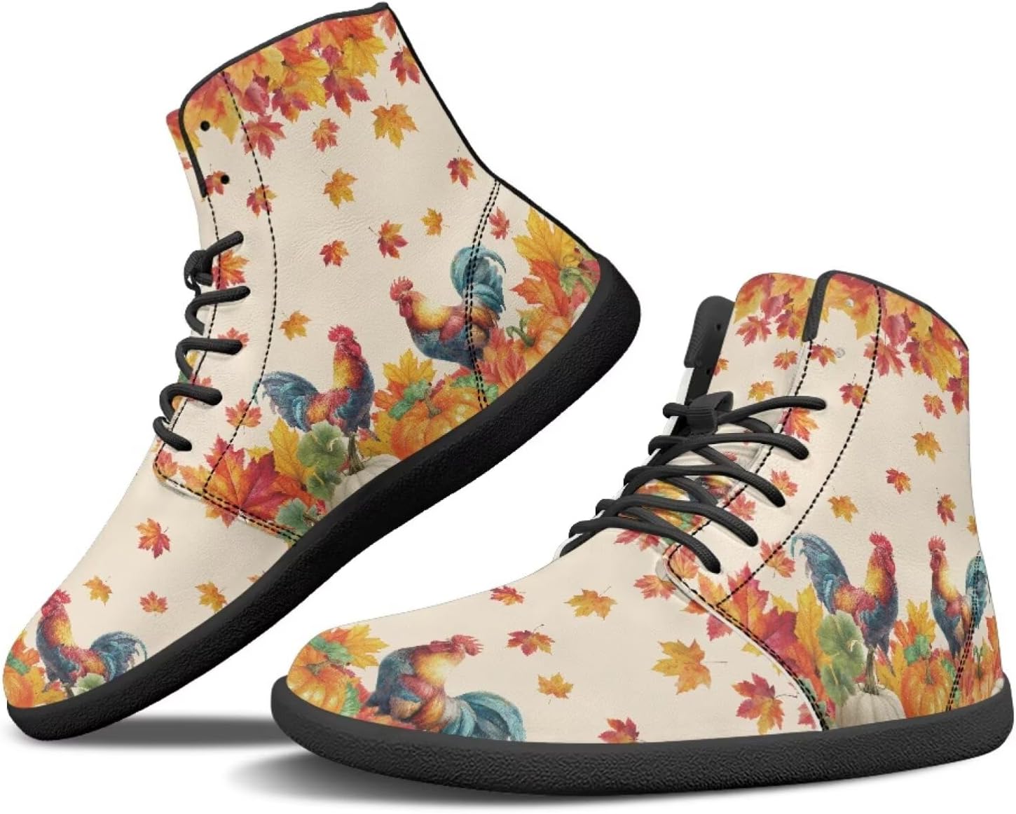 

Кроссовки Binienty Wide Минималистичные Босоногообразные Мужские и Женские Осенне-Зимние Ботинки Высокие Верхи из ПУ Кожи Обувь с Нулевым Падением, Autumn Rooster