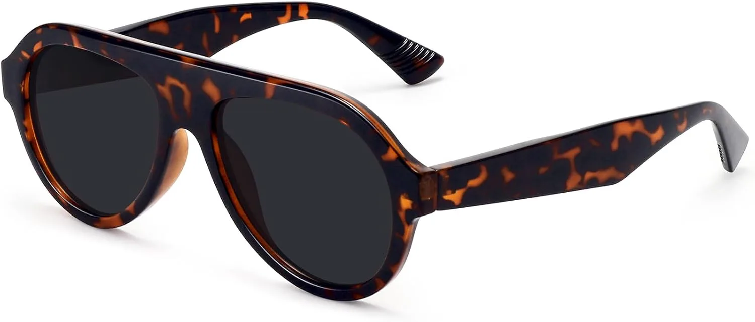 

Модные поляризованные солнцезащитные очки-авиаторы для женщин и мужчин в винтажном стиле 70-х годов, пластиковая оправа FZN817 Fozono, Tortoise /Gray Lens