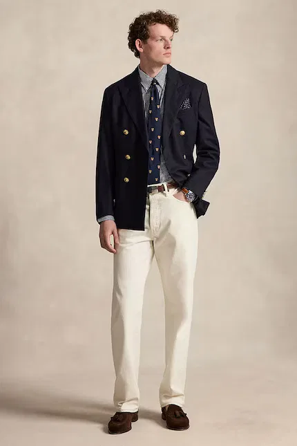 Рубашка хлопковая Slim Fit Polo Ralph Lauren, синий — фото 4