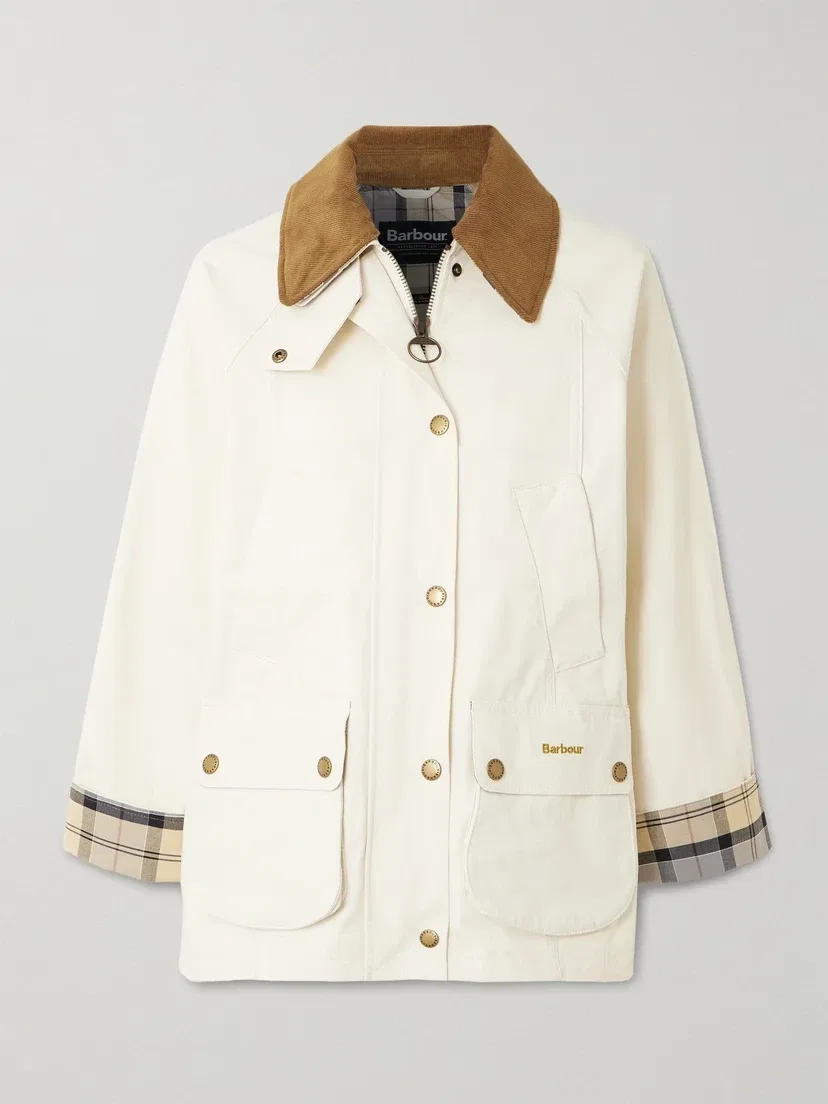Вощеная хлопковая куртка Modern Beadnell с вельветовой отделкой Barbour, белый
