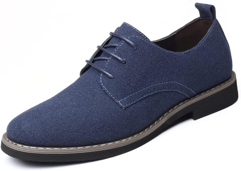 

Мужские замшевые кожаные туфли LLTMALL с шнуровкой и округлым носком, темно-синий