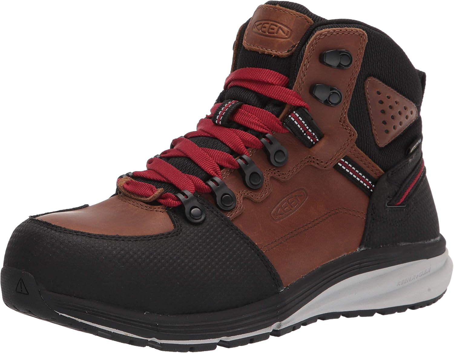 

Мужские рабочие ботинки KEEN Utility красного цвета с полу-высоким голенищем, композитным носком и водонепроницаемой конструкцией для склада, черный