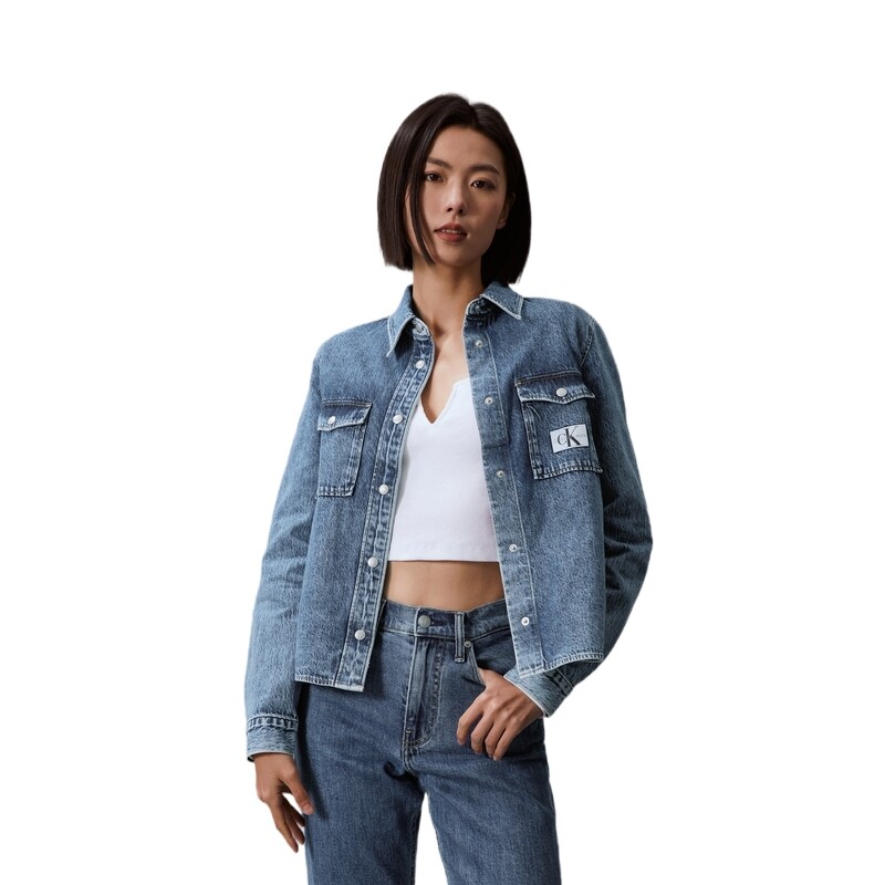 Женская рубашка Calvin Klein, цвет 1A4 - Denim Light Blue — фото 3