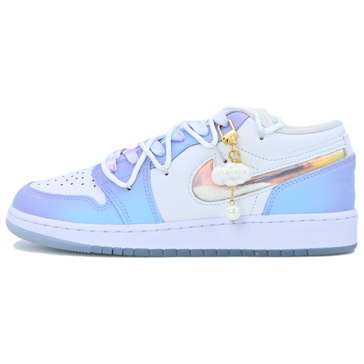 

Кроссовки Jordan AJ1 Vintage Basketball Shoes Women's Low-top Blue-white-violet, синий