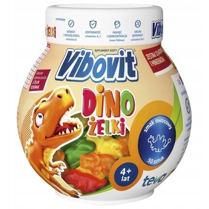

Dino Gummies 50 шт. - Вкусные и питательные жевательные витамины для детей Vibovit