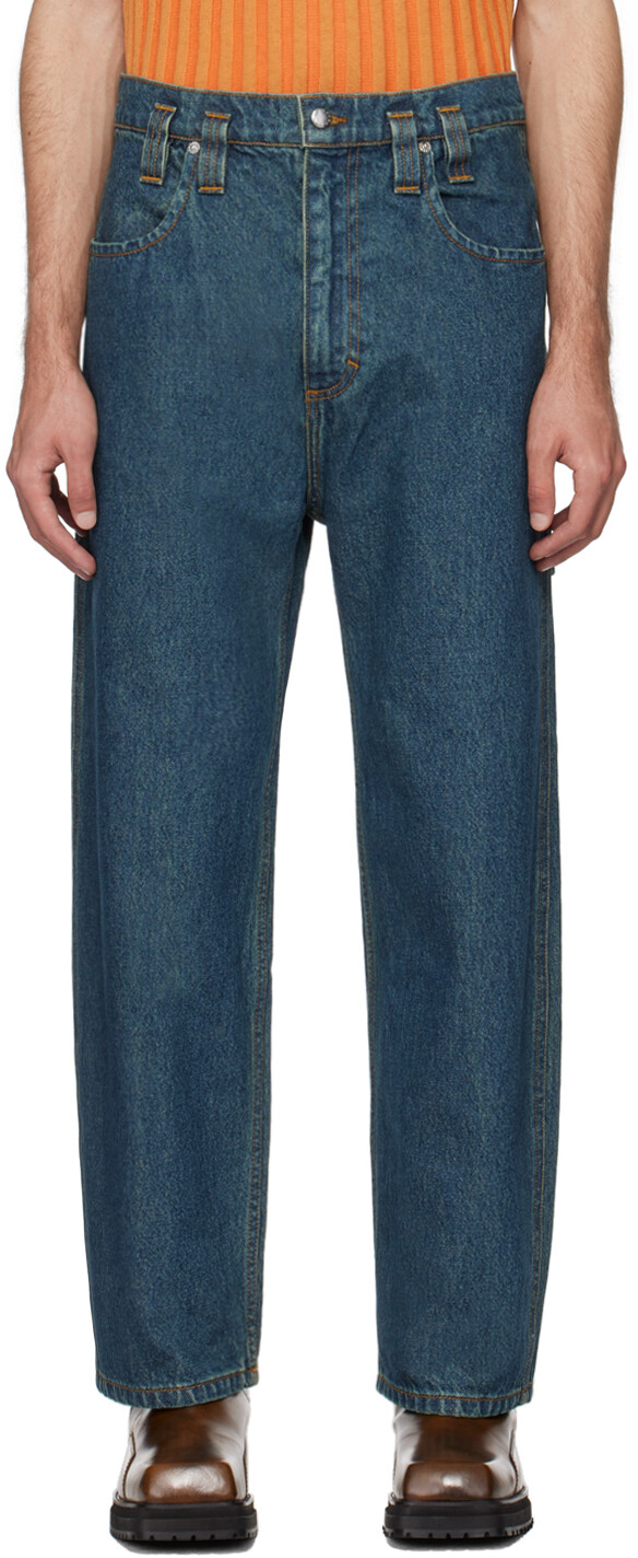 

Синие мешковатые джинсы Eckhaus Latta, цвет New blue