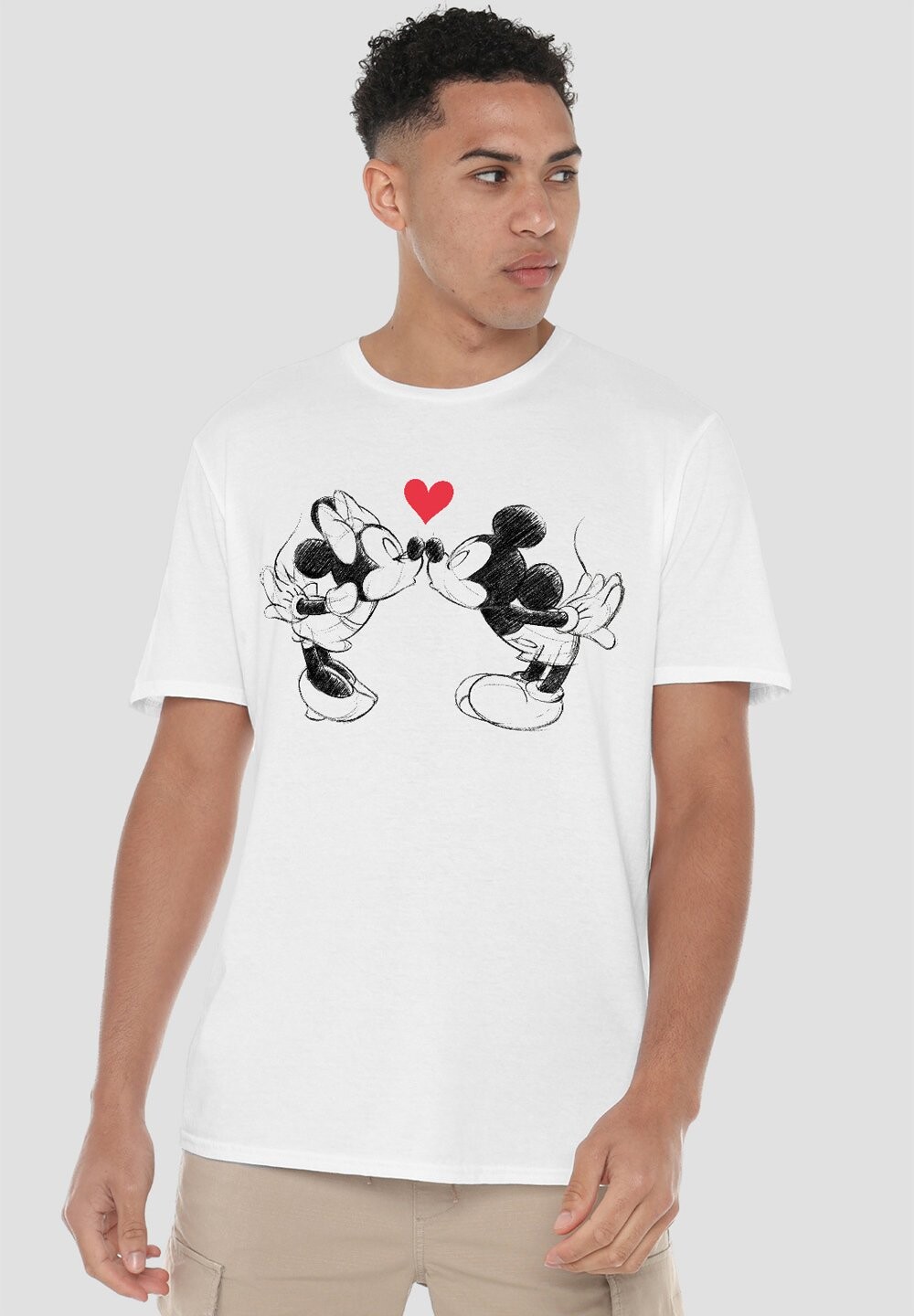 

Футболка с принтом MICKEY MOUSE AND MINNIE SKETCH KISS VALENTINE S DAY Disney, белый