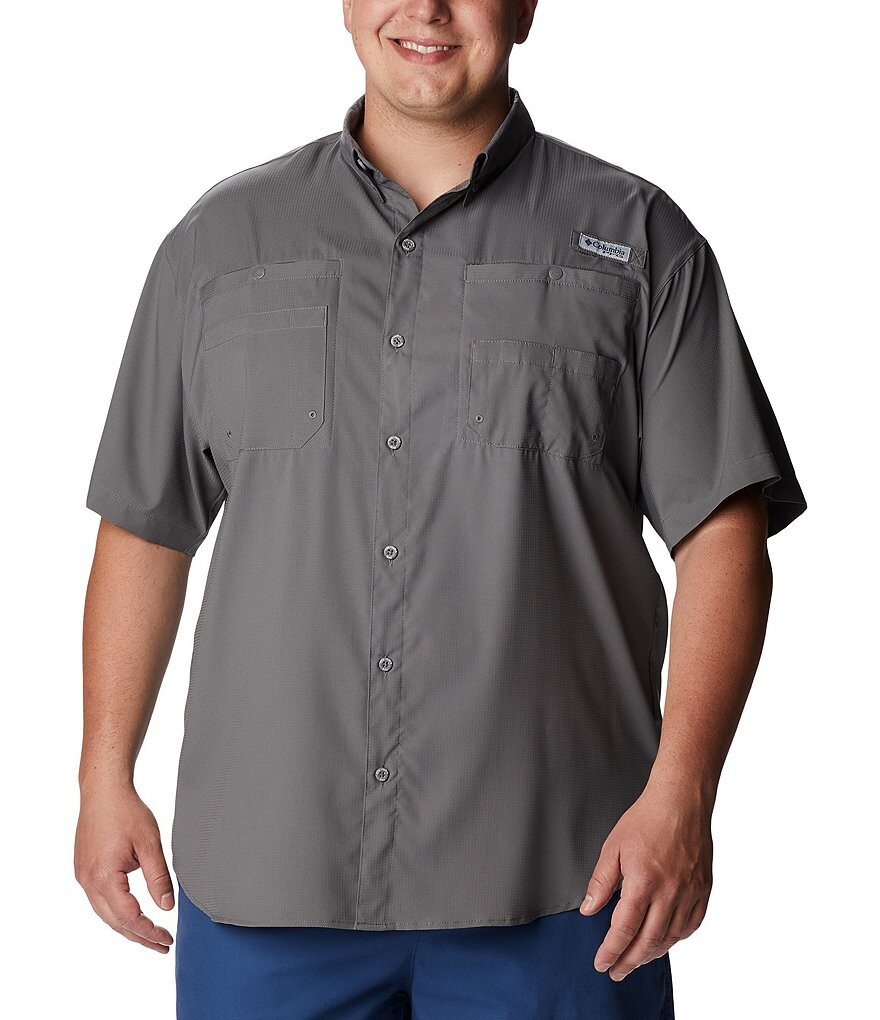 

Однотонная рубашка с короткими рукавами Columbia PFG Big & Tall Tamiami II, серый
