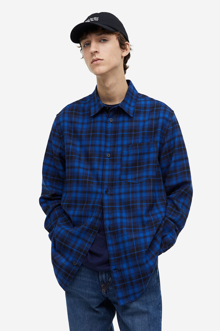 

Фланелевая рубашка стандартного кроя H&M, синий