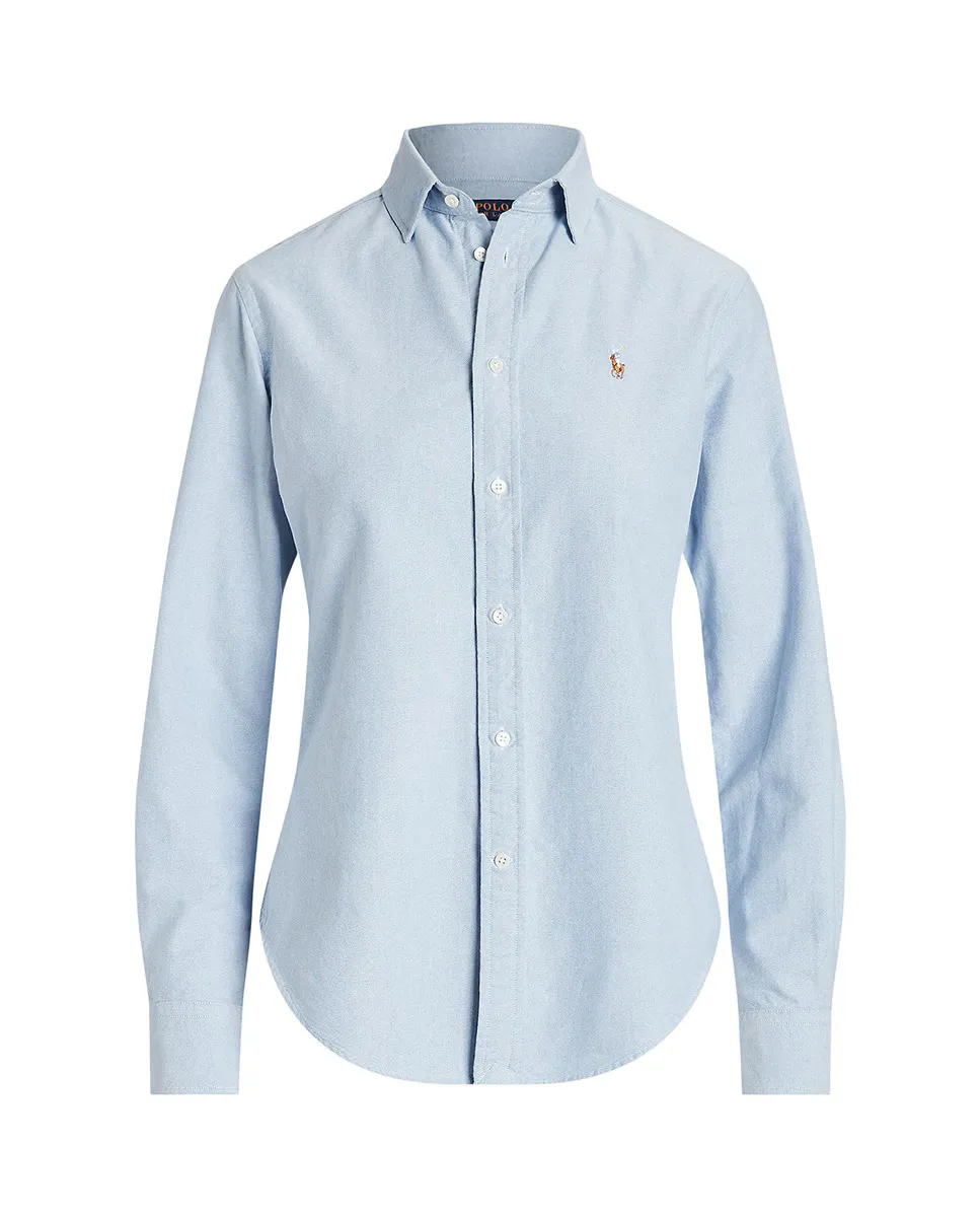 Женская базовая рубашка с контрастным логотипом Polo Ralph Lauren, синий — фото 4