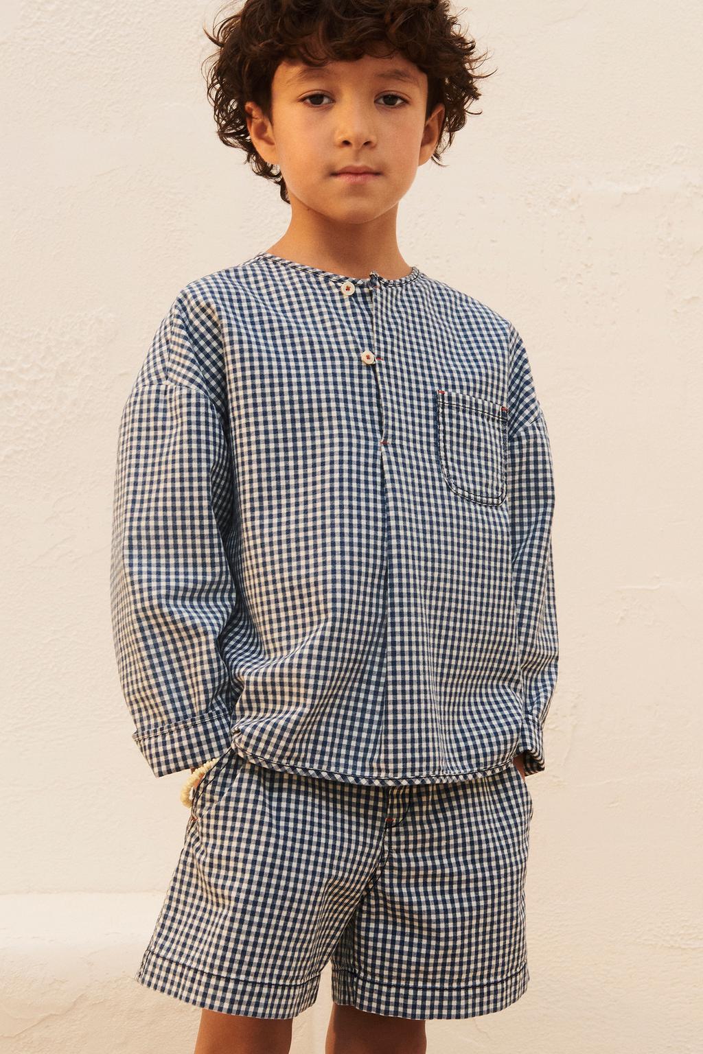 

Клетчатая рубашка ZARA, цвет Blue/White