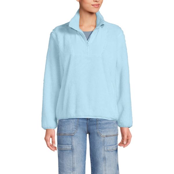 

Женский уютный свитер на молнии с подкладкой из шерпы Lands' End, цвет subtle blue