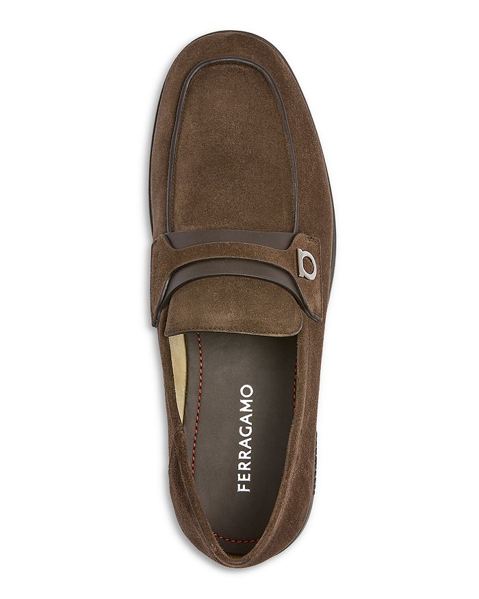 Мужские лоферы Drame из замши с логотипом Gancini FERRAGAMO, коричневый — фото 2