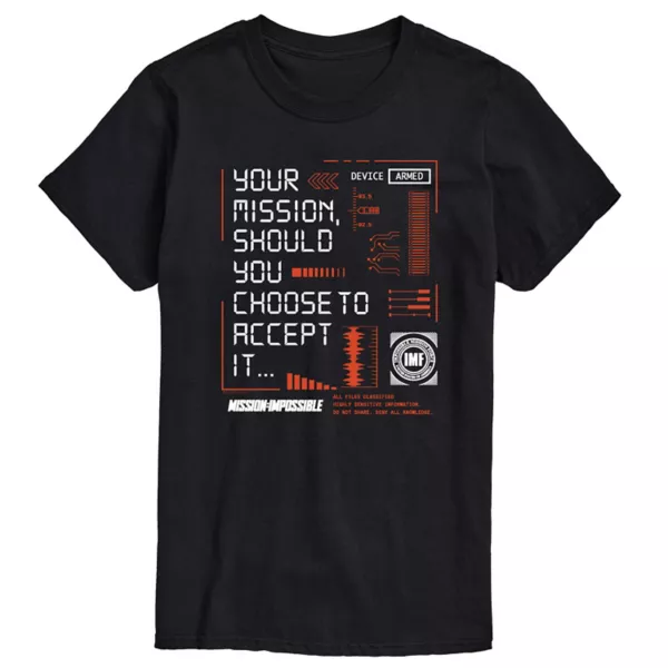 

Футболка Mission: Impossible для высоких и крупных мужчин с принтом "Твоя миссия" Licensed Character, черный