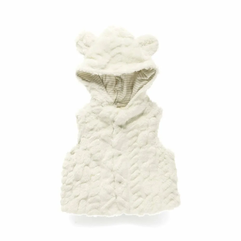 Детский жилет с кабельным узором и ушками медведя Branshes, ivory