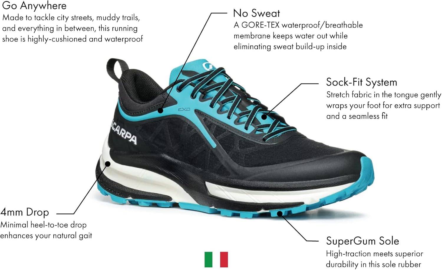 Мужские треккинговые кроссовки Scarpa Golden Gate ATR GTX с водонепроницаемой мембраной Gore-Tex для трейлового бега и походов, черный — фото 2