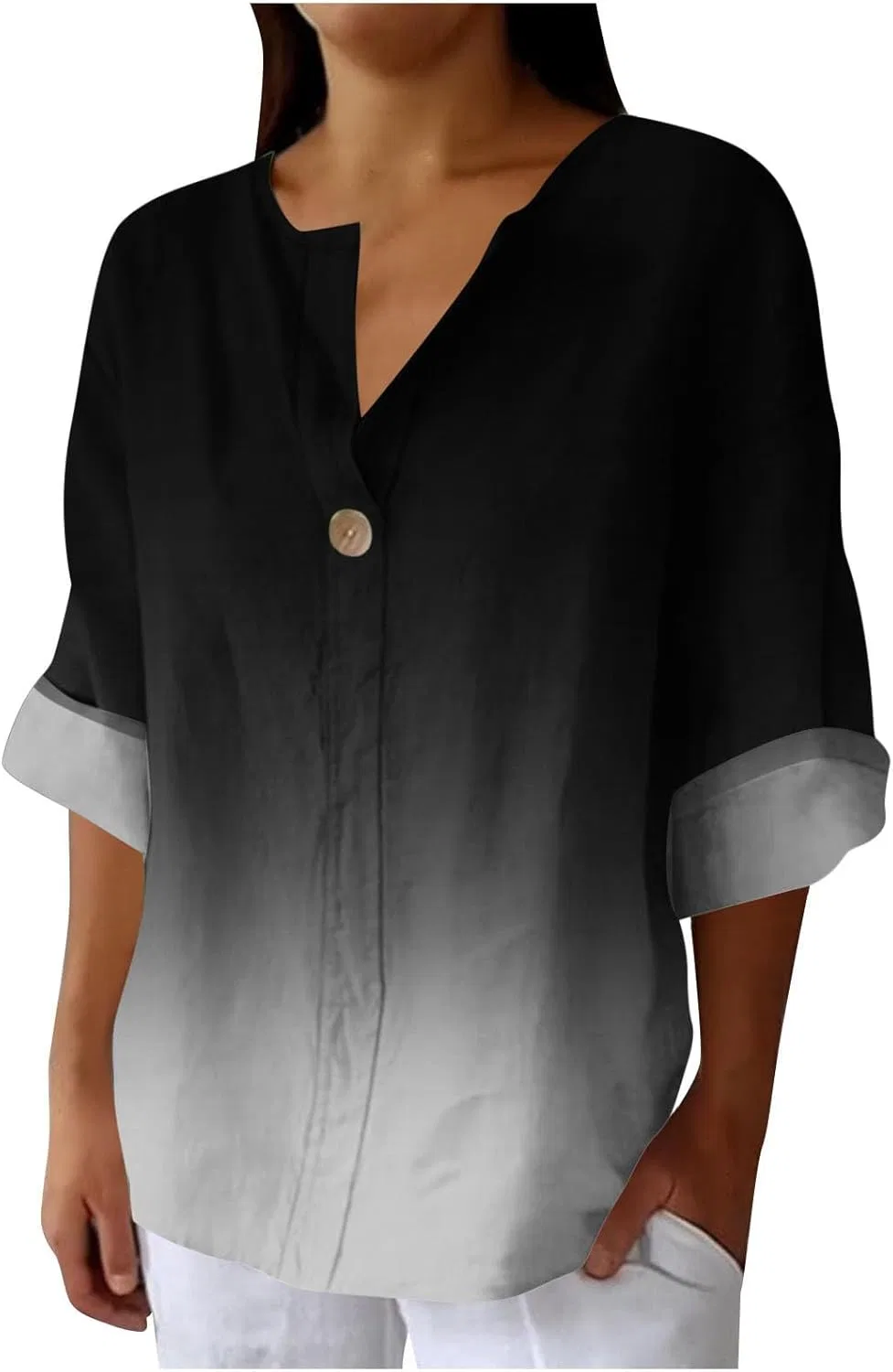 Блуза женская с V-образным вырезом, Oversize, P-98 Black