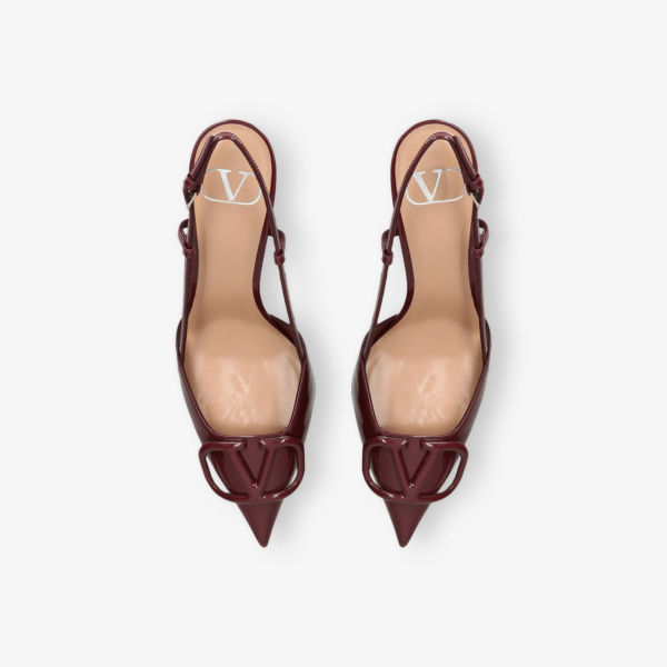 Лодочки Valentino Garavani Vlogo signature лаковые на ремешке, винный — фото 2