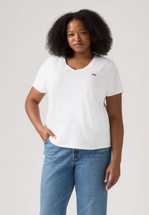 

Идеальная футболка с v-образным вырезом, базовая футболка. Levi'S Plus, Bright White, Белый, Идеальная футболка с v-образным вырезом, базовая футболка. Levi'S Plus, Bright White