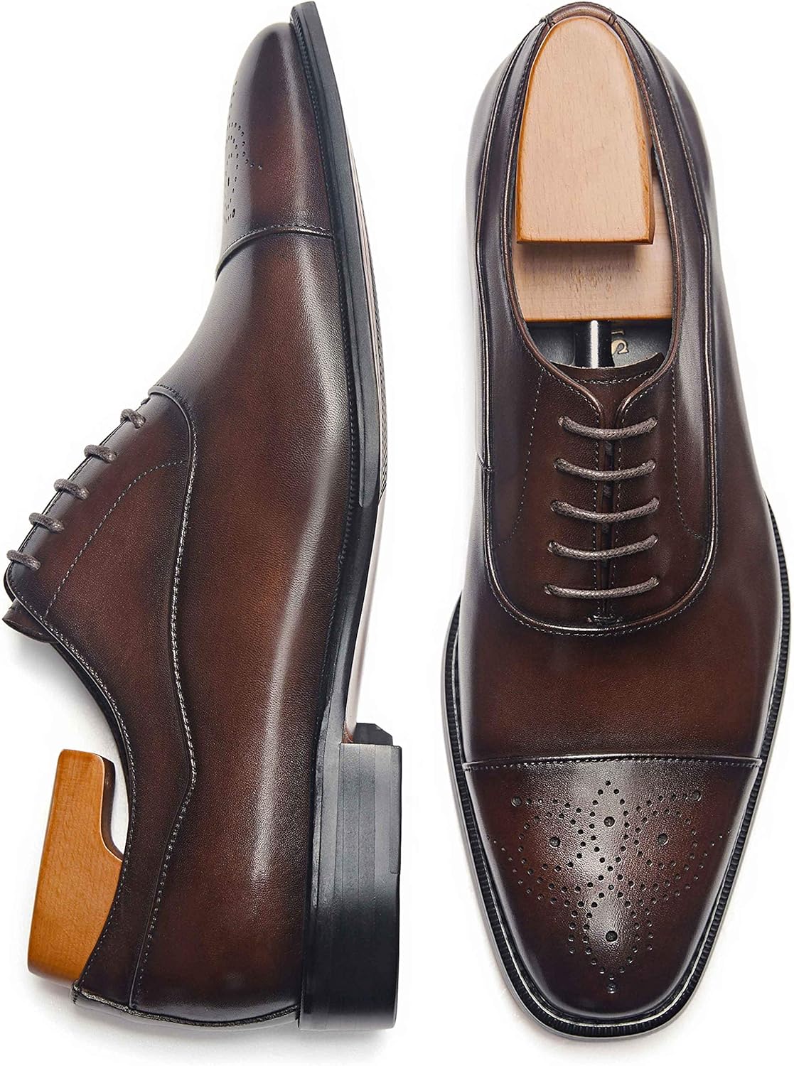 

Мужские классические кожаные туфли FRASOICUS на шнуровке Oxford для официальных мероприятий, темно-коричневый