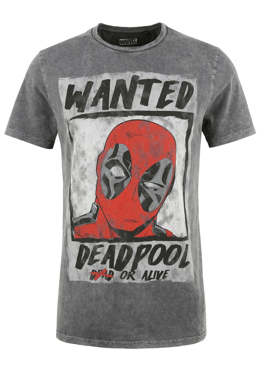 

Рубашка Recovered Deadpool Wanted Poster, серый