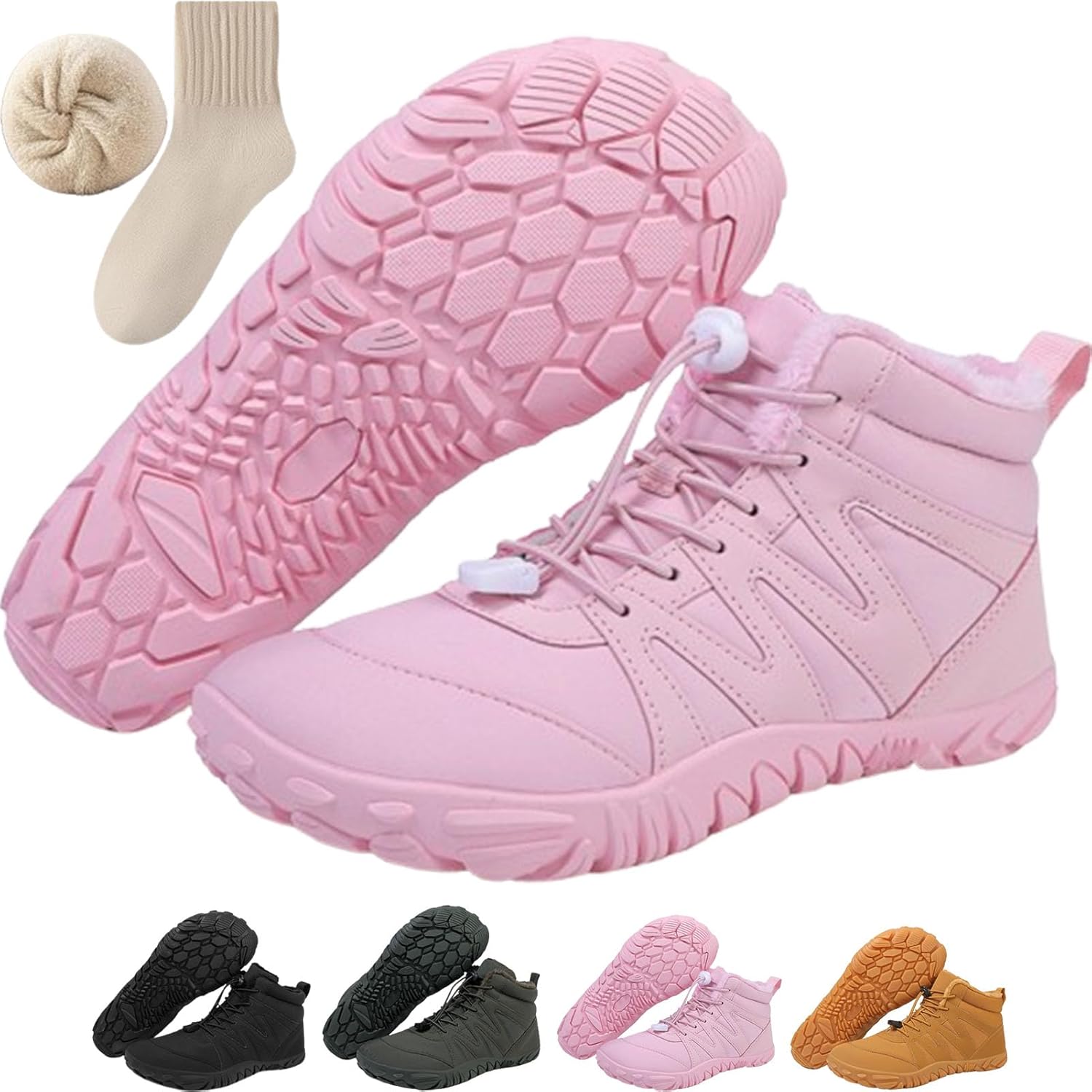 

Зимние походные ботинки для женщин и мужчин, водонепроницаемые, теплые, повседневные снежные, с нескользящей подошвой, минималистичная обувь для прогулок на открытом воздухе Generic, розовый