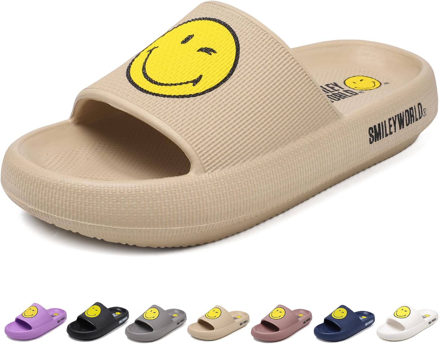 

Шлепацы для женщин и мужчин, тапочки с лицом смайлика, нескользящие, быстросохнущие, для душа, плоские сандалии из EVA Zhpto, хаки
