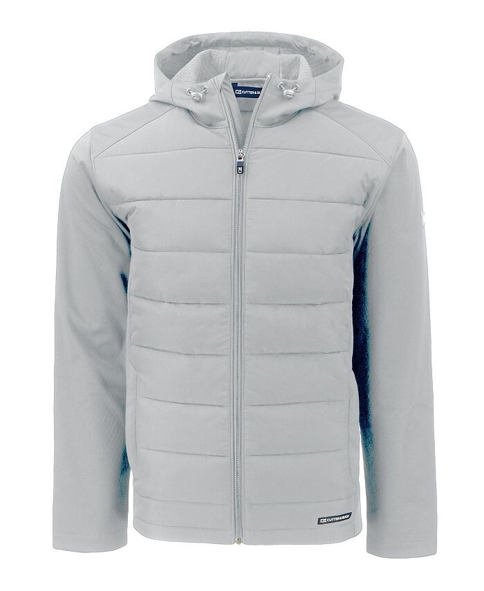 

Мужские кроссовки Evoke Hybrid Eco Softshell из переработанного материала с полной молнией, большие размеры; Высокая куртка с капюшоном Cutter & Buck, серый